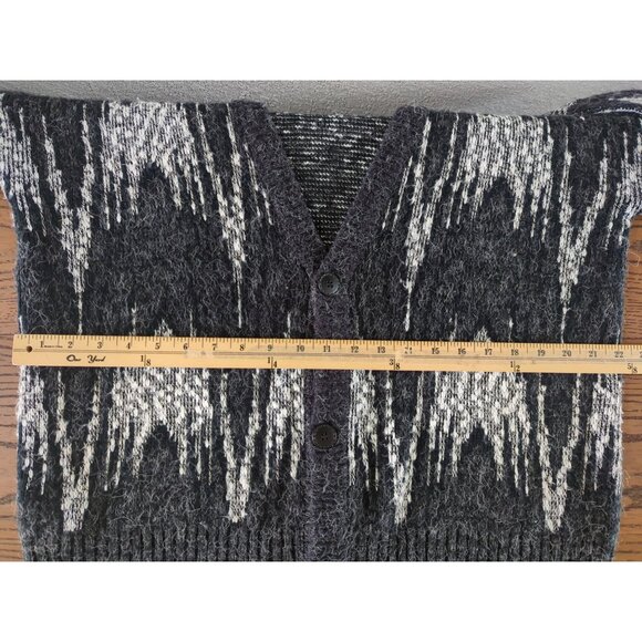 UNIFORM CODE black white Men's long sleeve Abstract Vintage 1990s‎ Cardigan XL - Picture 8 of 15